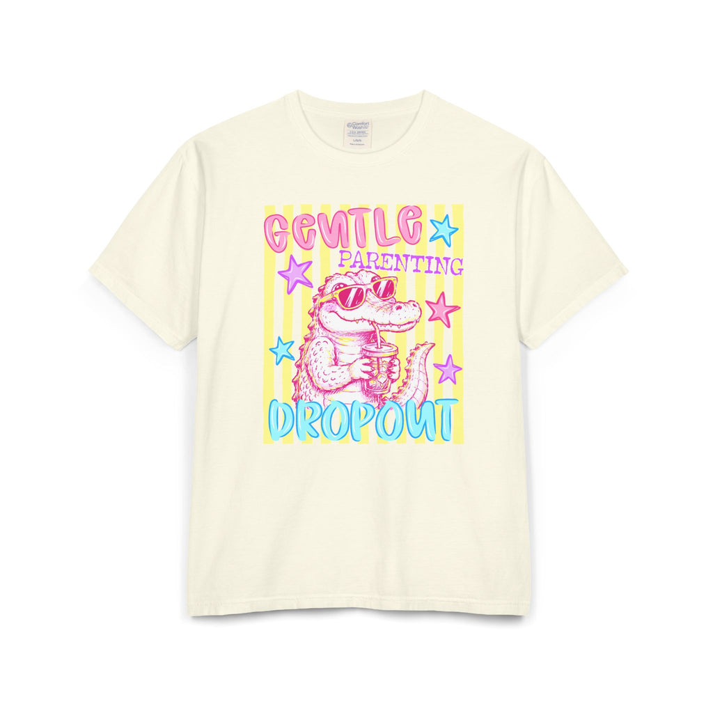 Parenting Dropout Crocodile T-Shirt — Retro Cute Pastel Graphic Tee