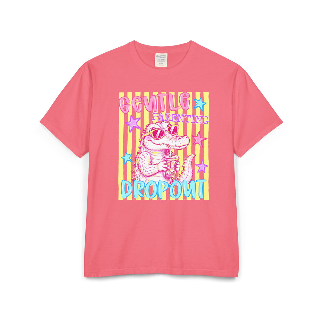 Parenting Dropout Crocodile T-Shirt — Retro Cute Pastel Graphic Tee