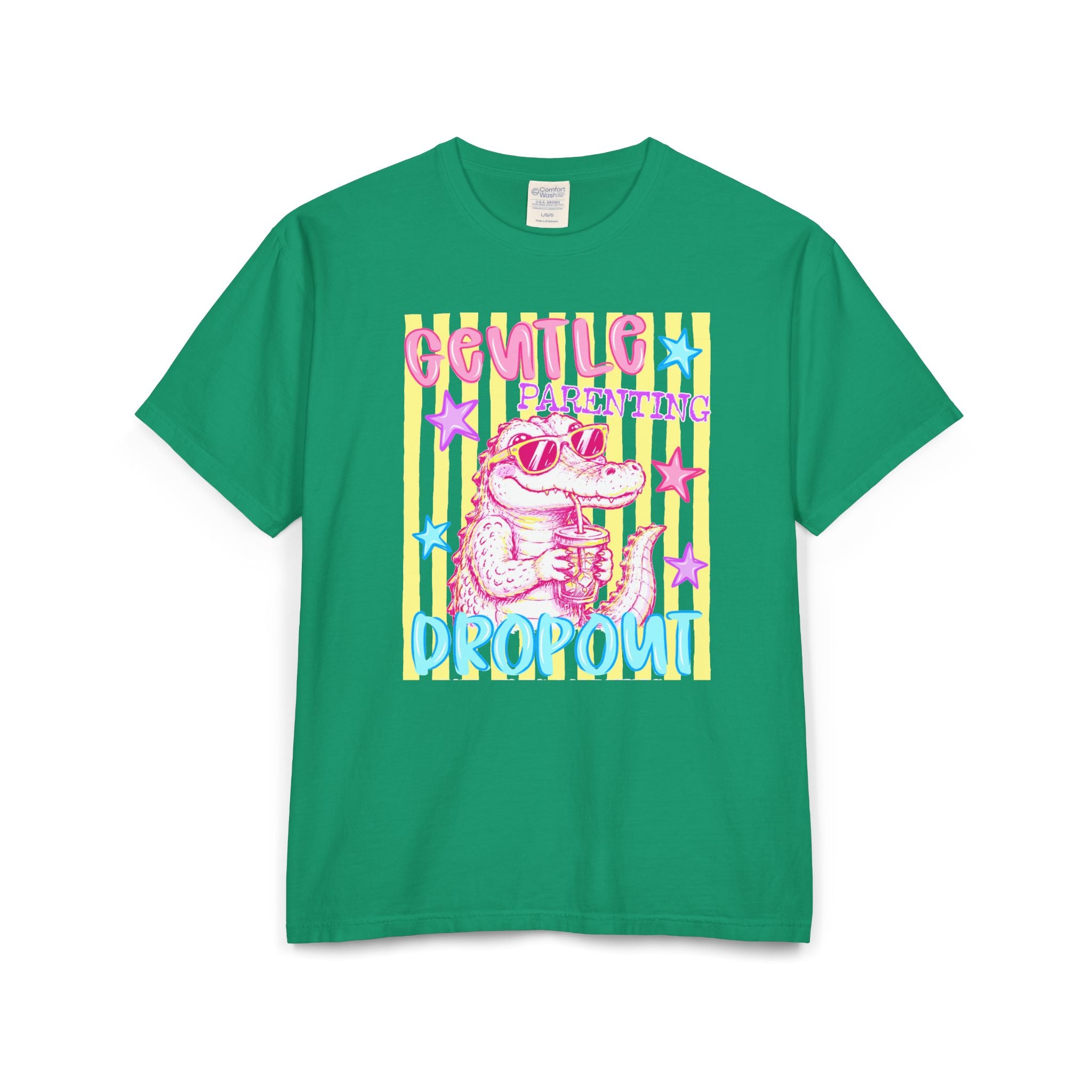 Parenting Dropout Crocodile T-Shirt — Retro Cute Pastel Graphic Tee